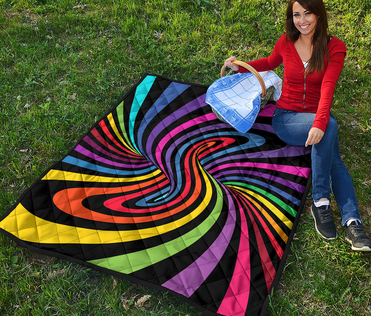 Rainbow Torus Psychedelic Print Quilt