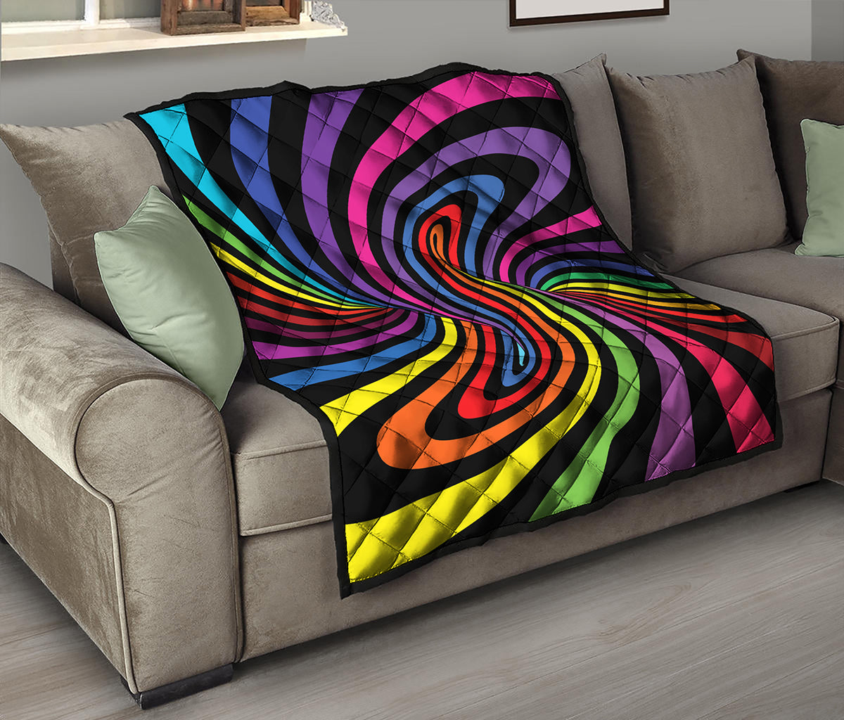 Rainbow Torus Psychedelic Print Quilt