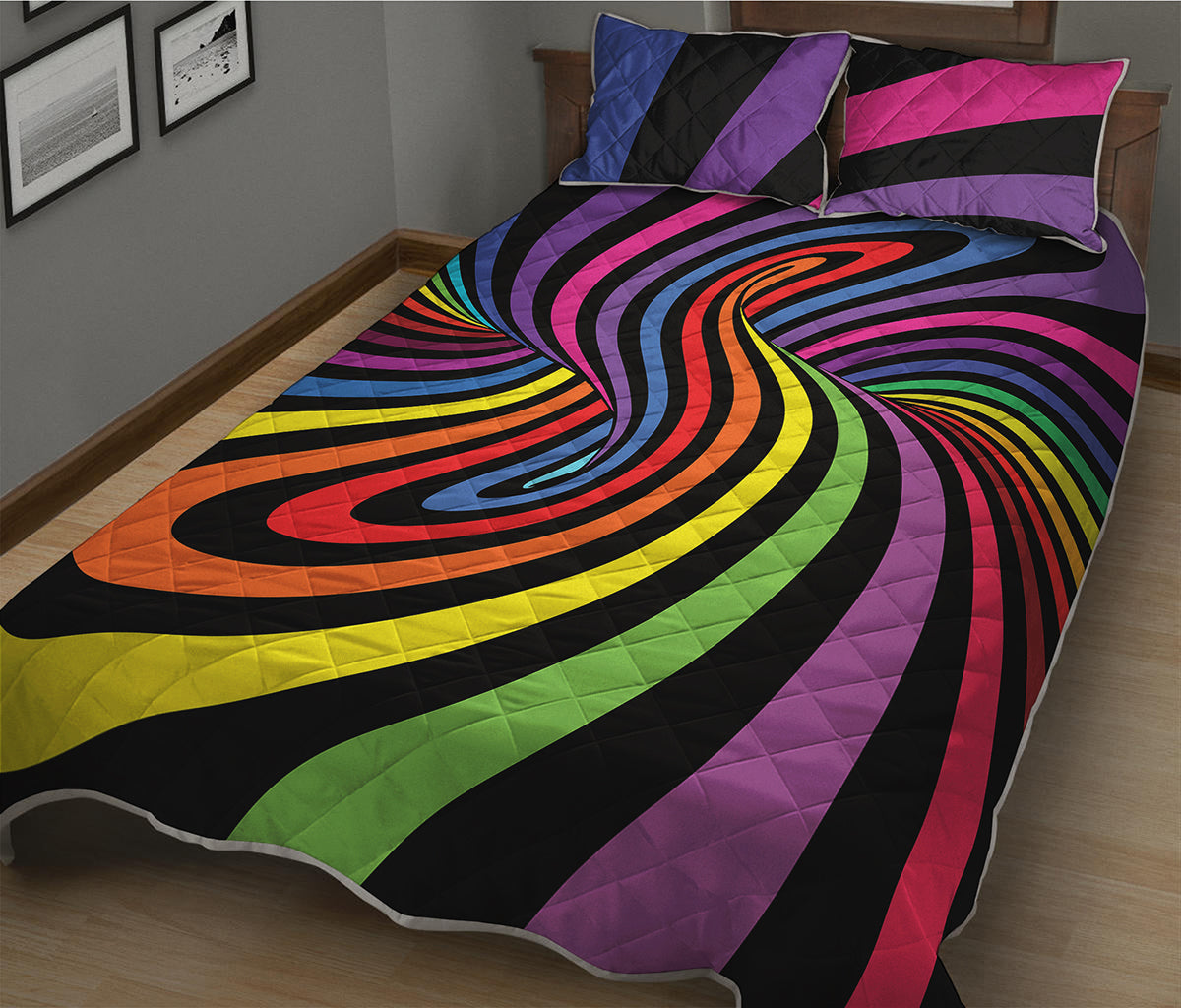 Rainbow Torus Psychedelic Print Quilt Bed Set