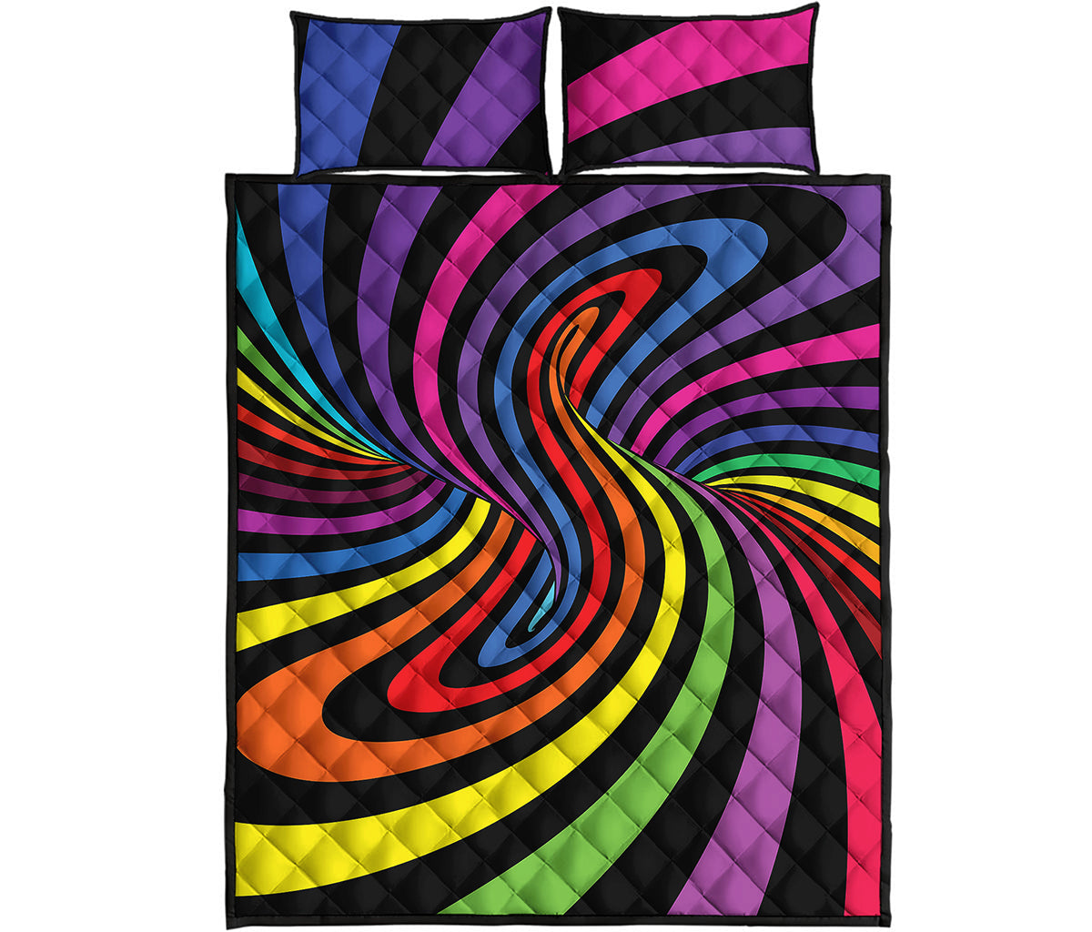 Rainbow Torus Psychedelic Print Quilt Bed Set