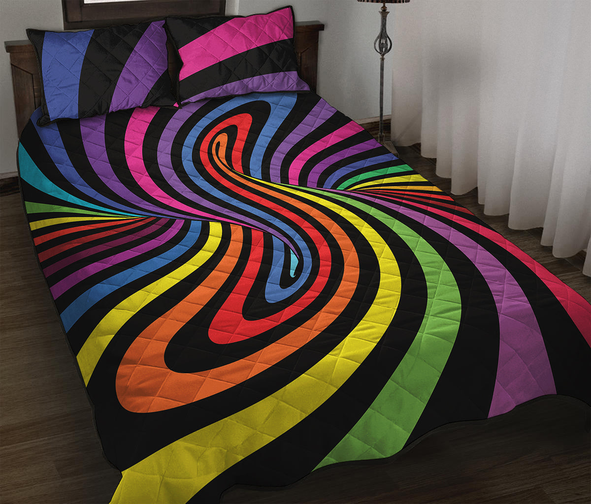 Rainbow Torus Psychedelic Print Quilt Bed Set