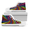 Rainbow Torus Psychedelic Print White High Top Sneakers