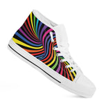 Rainbow Torus Psychedelic Print White High Top Shoes