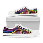 Rainbow Torus Psychedelic Print White Low Top Shoes