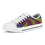 Rainbow Torus Psychedelic Print White Low Top Shoes
