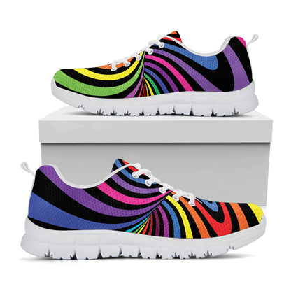 Rainbow Torus Psychedelic Print White Sneakers