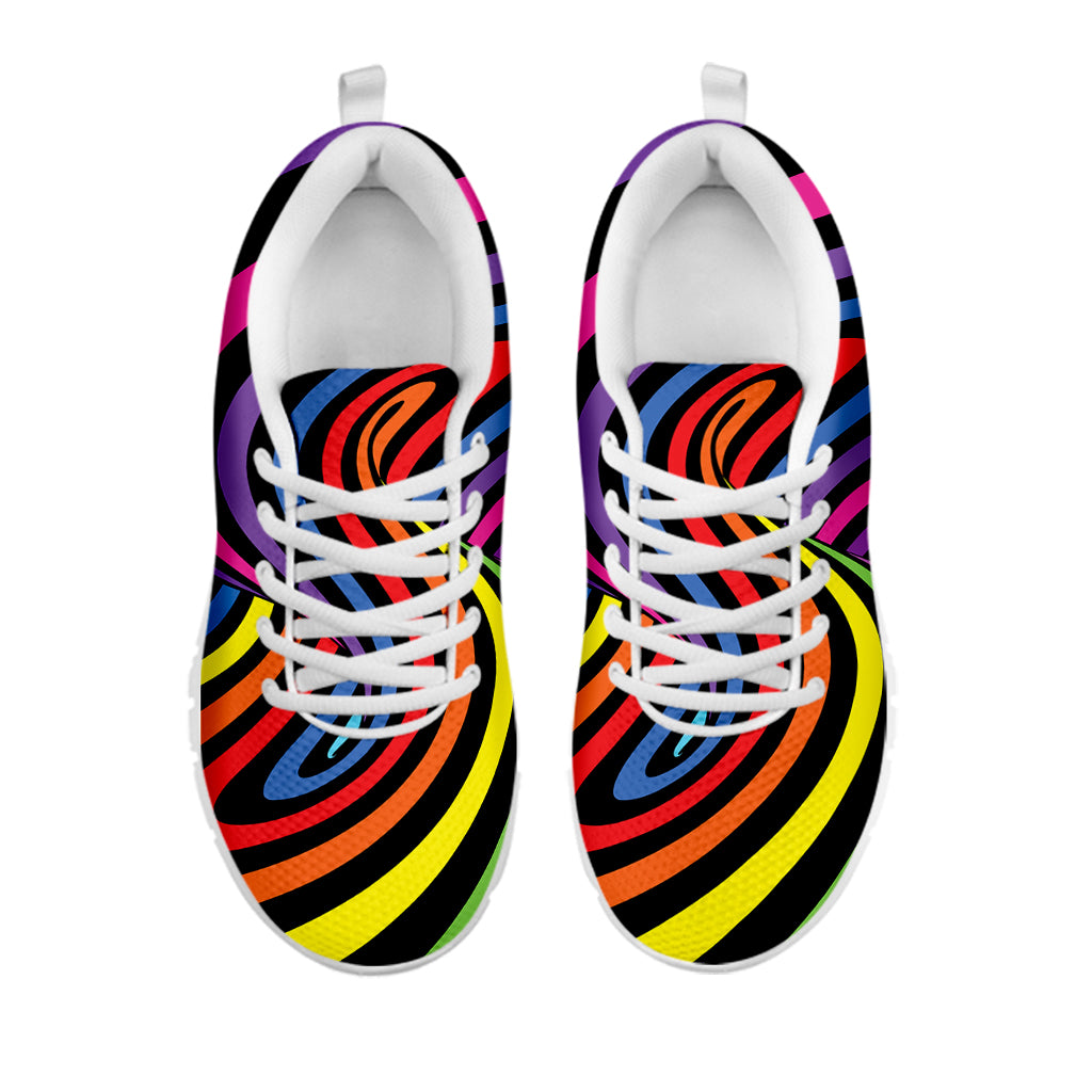 Rainbow Torus Psychedelic Print White Sneakers