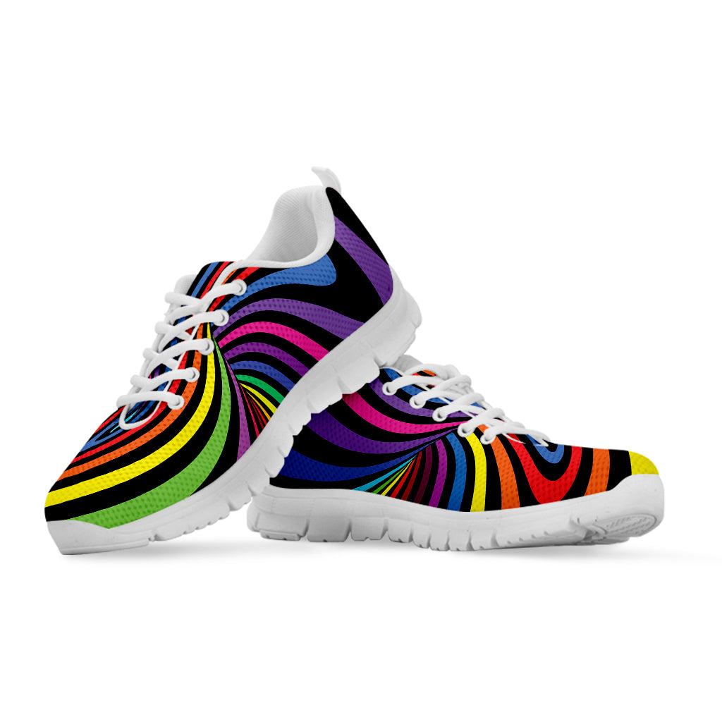 Rainbow Torus Psychedelic Print White Sneakers