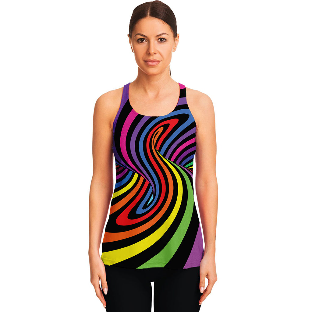 Rainbow Torus Psychedelic Print Women's Racerback Tank Top