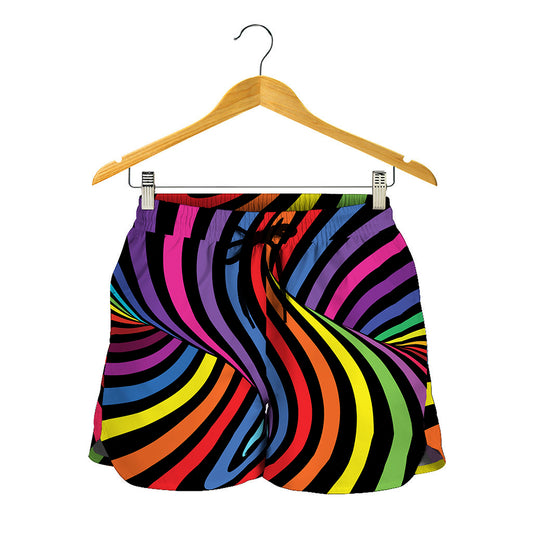 Rainbow Torus Psychedelic Print Women's Shorts