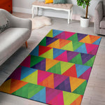 Rainbow Triangles Pattern Print Area Rug