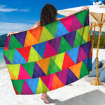Rainbow Triangles Pattern Print Beach Sarong Wrap
