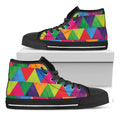 Rainbow Triangles Pattern Print Black High Top Sneakers
