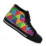 Rainbow Triangles Pattern Print Black High Top Shoes