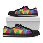 Rainbow Triangles Pattern Print Black Low Top Shoes