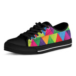 Rainbow Triangles Pattern Print Black Low Top Shoes