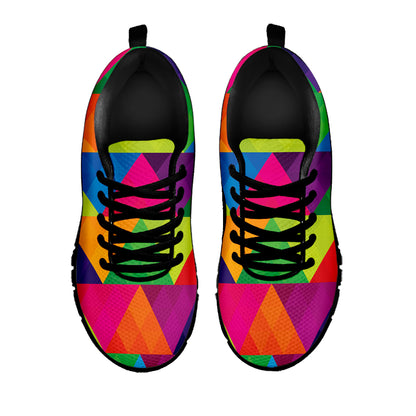 Rainbow Triangles Pattern Print Black Sneakers