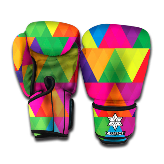 Rainbow Triangles Pattern Print Boxing Gloves