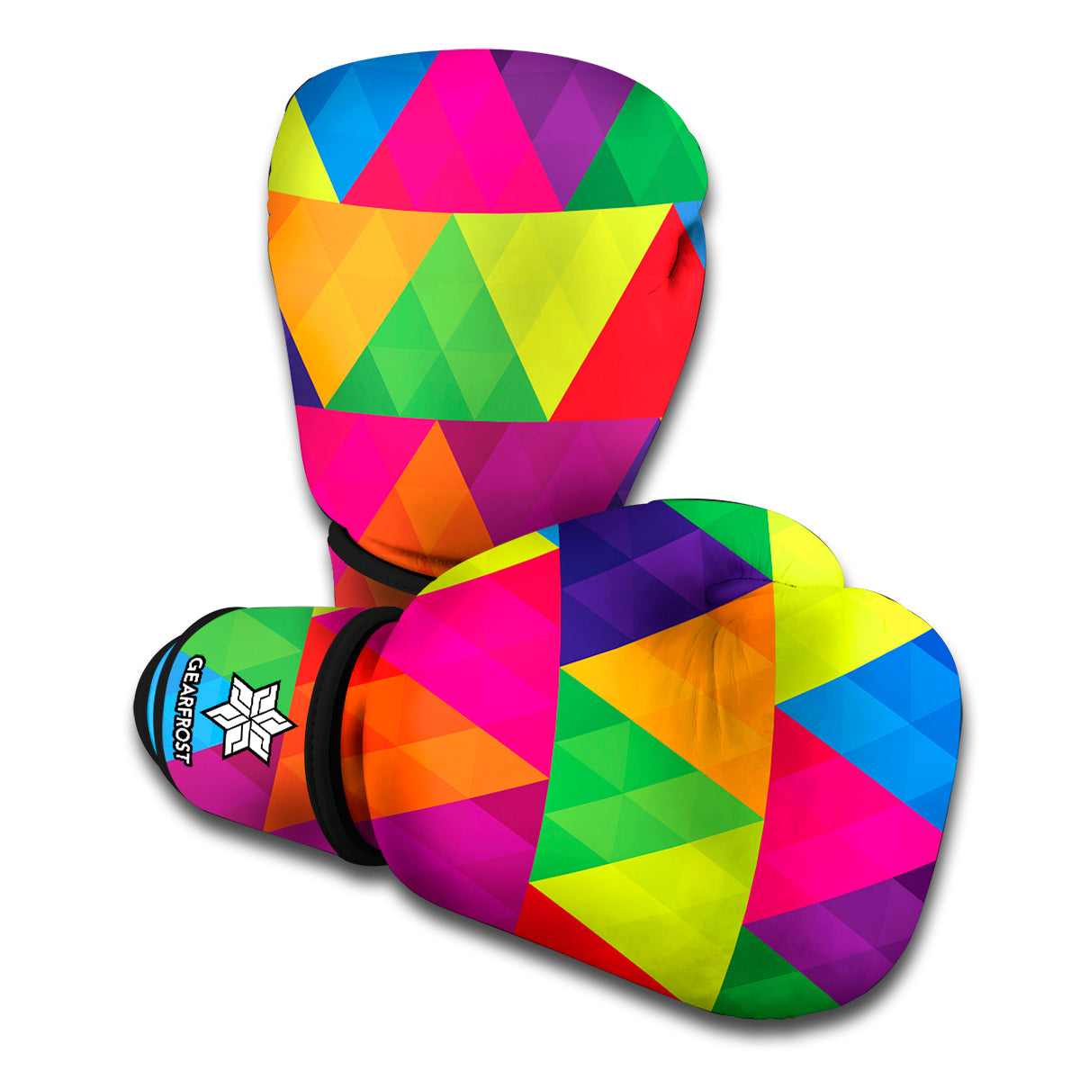 Rainbow Triangles Pattern Print Boxing Gloves