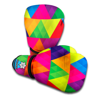 Rainbow Triangles Pattern Print Boxing Gloves