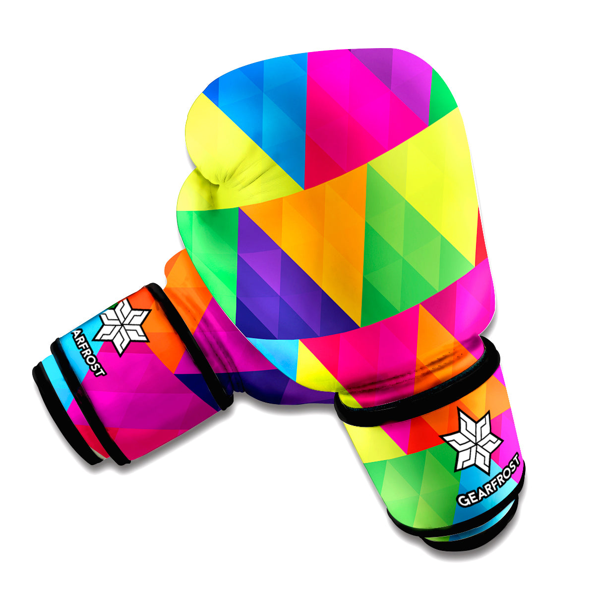 Rainbow Triangles Pattern Print Boxing Gloves