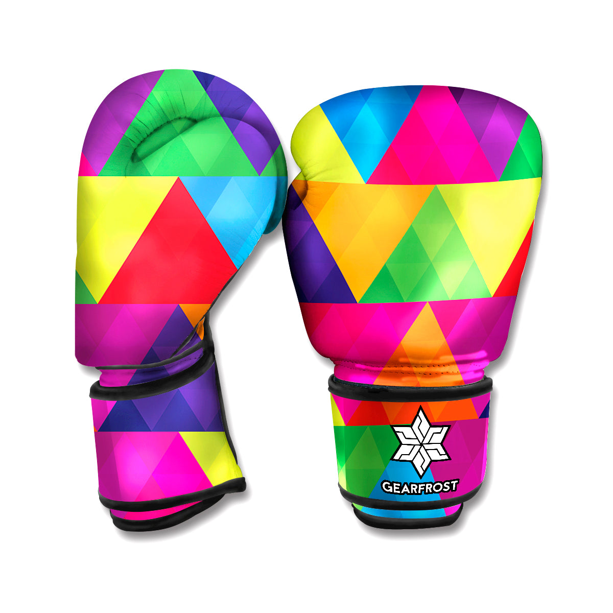 Rainbow Triangles Pattern Print Boxing Gloves