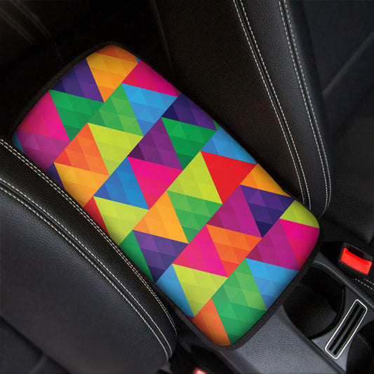Rainbow Triangles Pattern Print Car Center Console Cover