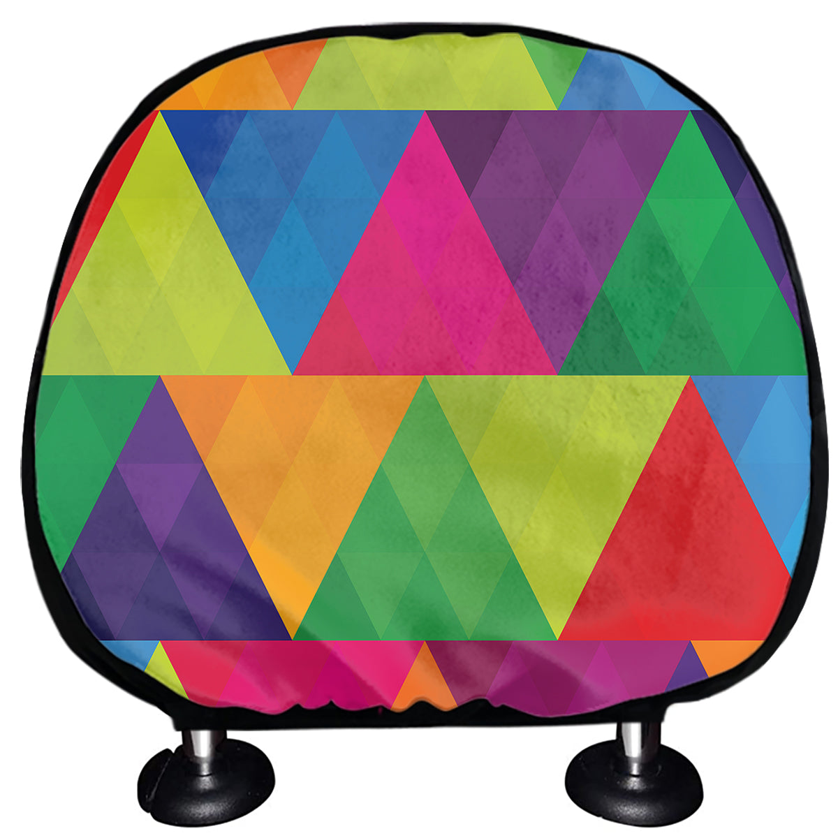 Rainbow Triangles Pattern Print Car Headrest Covers