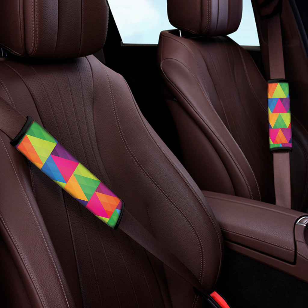 Rainbow Triangles Pattern Print Car Seat Belt Covers