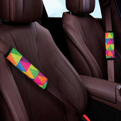 Rainbow Triangles Pattern Print Car Seat Belt Covers
