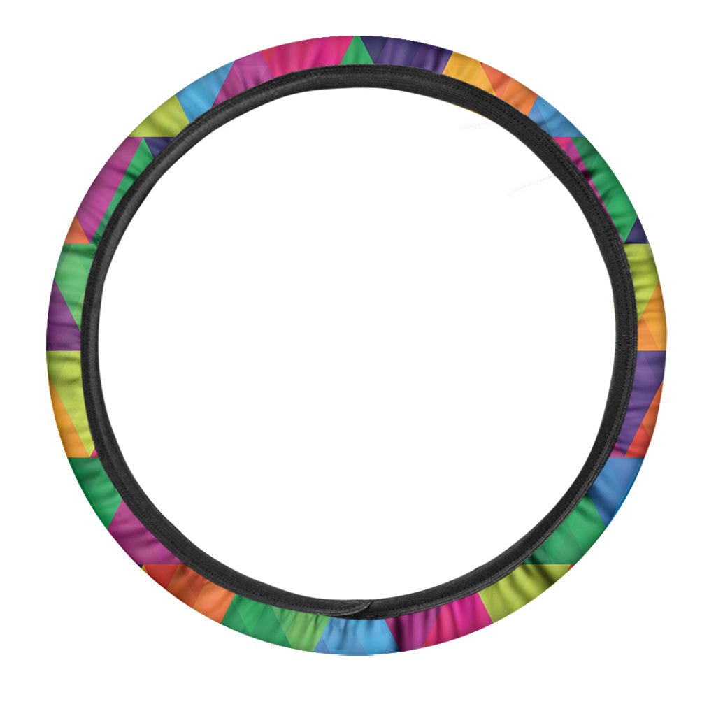 Rainbow Triangles Pattern Print Car Steering Wheel Cover
