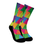 Rainbow Triangles Pattern Print Crew Socks