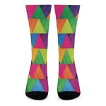 Rainbow Triangles Pattern Print Crew Socks