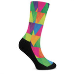 Rainbow Triangles Pattern Print Crew Socks