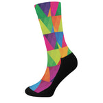 Rainbow Triangles Pattern Print Crew Socks