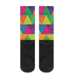 Rainbow Triangles Pattern Print Crew Socks