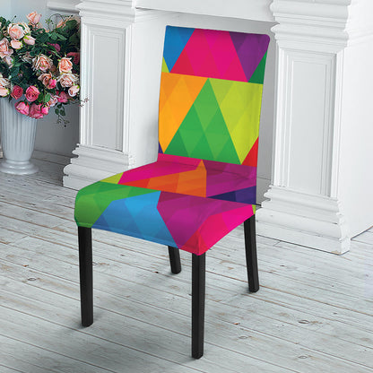 Rainbow Triangles Pattern Print Dining Chair Slipcover