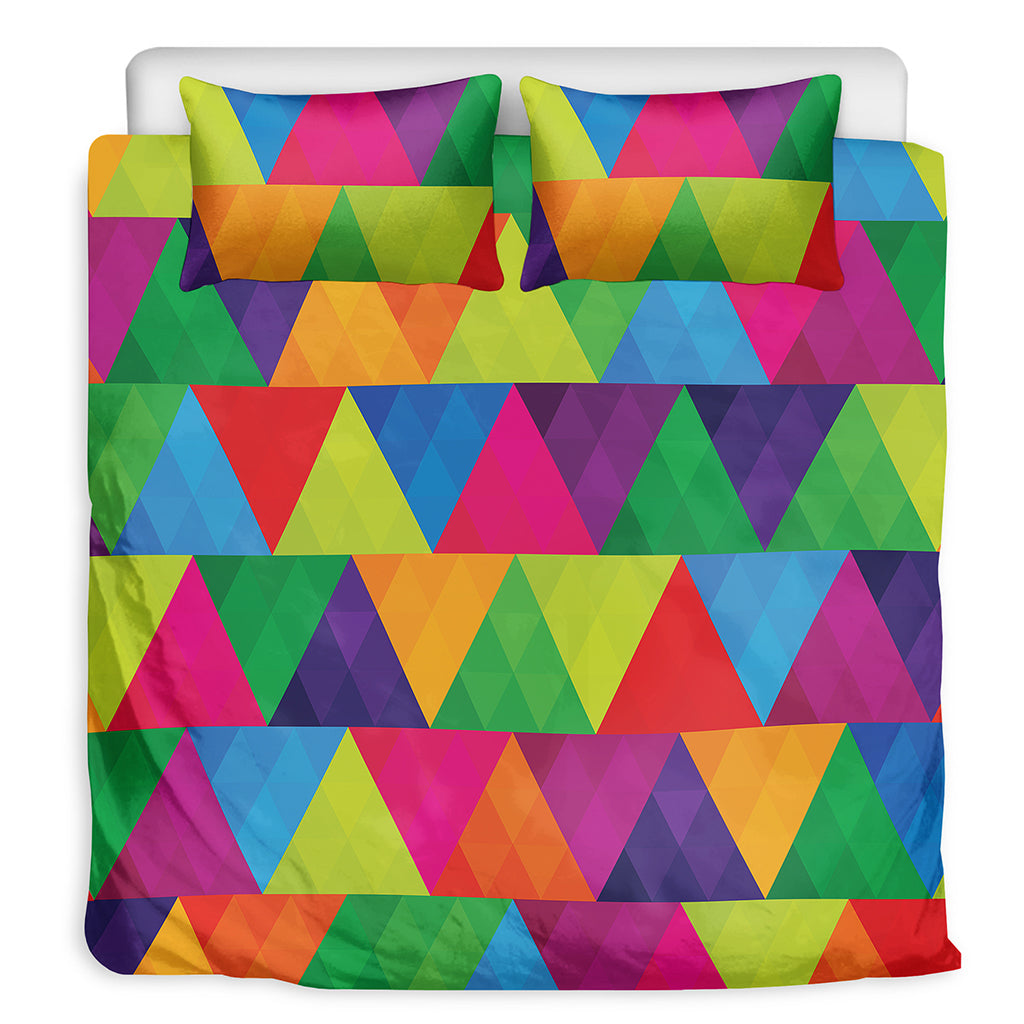 Rainbow Triangles Pattern Print Duvet Cover Bedding Set