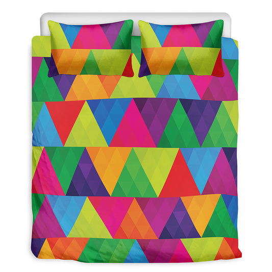 Rainbow Triangles Pattern Print Duvet Cover Bedding Set