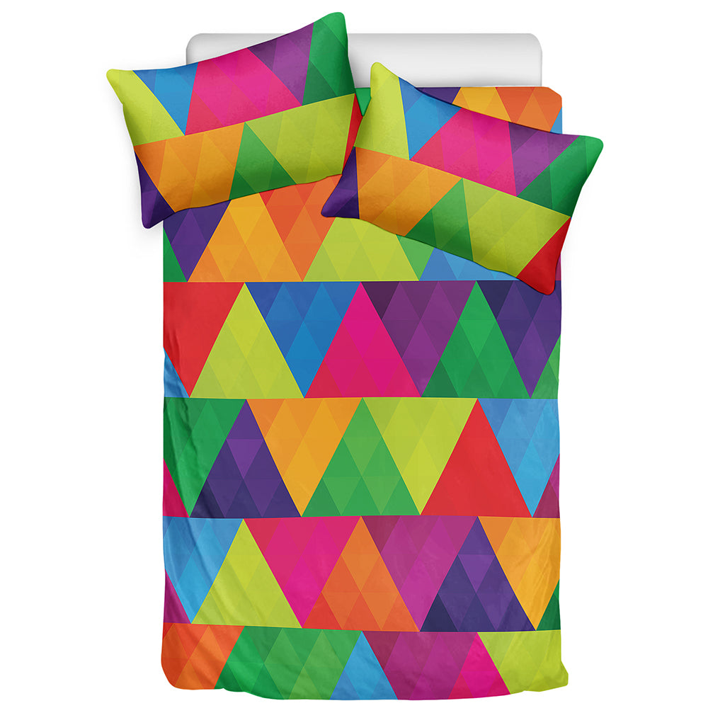 Rainbow Triangles Pattern Print Duvet Cover Bedding Set
