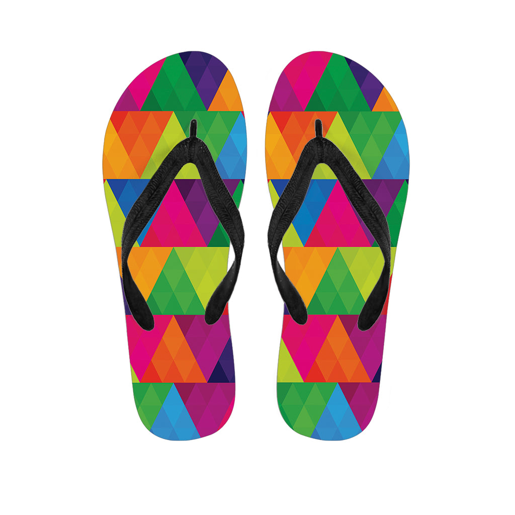 Rainbow Triangles Pattern Print Flip Flops