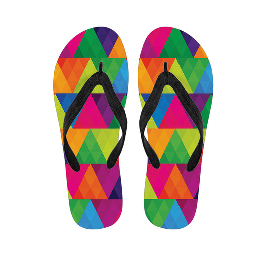 Rainbow Triangles Pattern Print Flip Flops