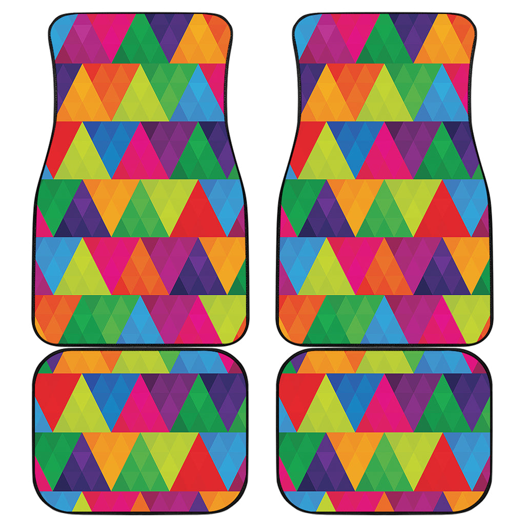 Rainbow Triangles Pattern Print Front and Back Car Floor Mats