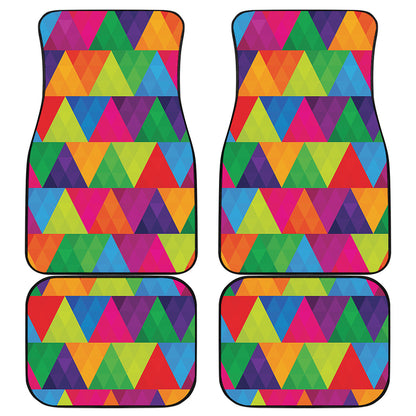 Rainbow Triangles Pattern Print Front and Back Car Floor Mats