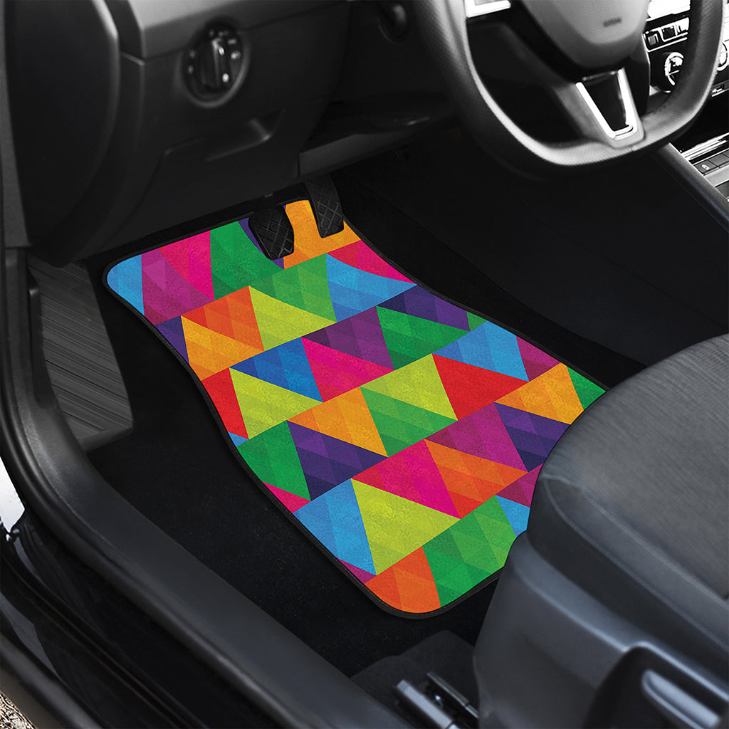 Rainbow Triangles Pattern Print Front and Back Car Floor Mats
