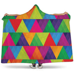 Rainbow Triangles Pattern Print Hooded Blanket