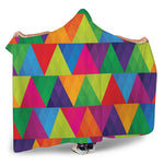 Rainbow Triangles Pattern Print Hooded Blanket