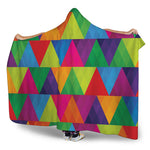 Rainbow Triangles Pattern Print Hooded Blanket