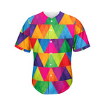 Rainbow Triangles Pattern Print Men's Baseball Jersey