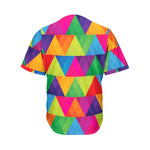 Rainbow Triangles Pattern Print Men's Baseball Jersey
